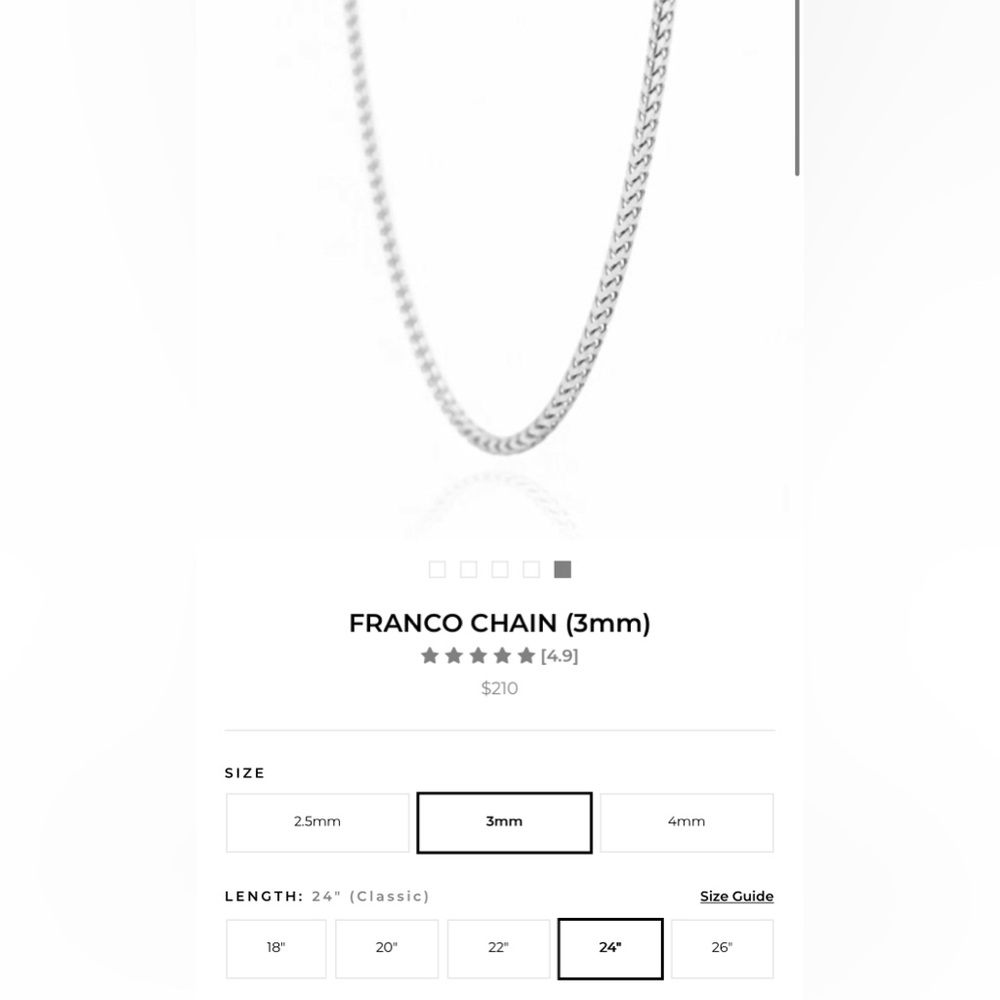 Franco 24” Sterling Silver Chain Necklace - Picture 3 of 6